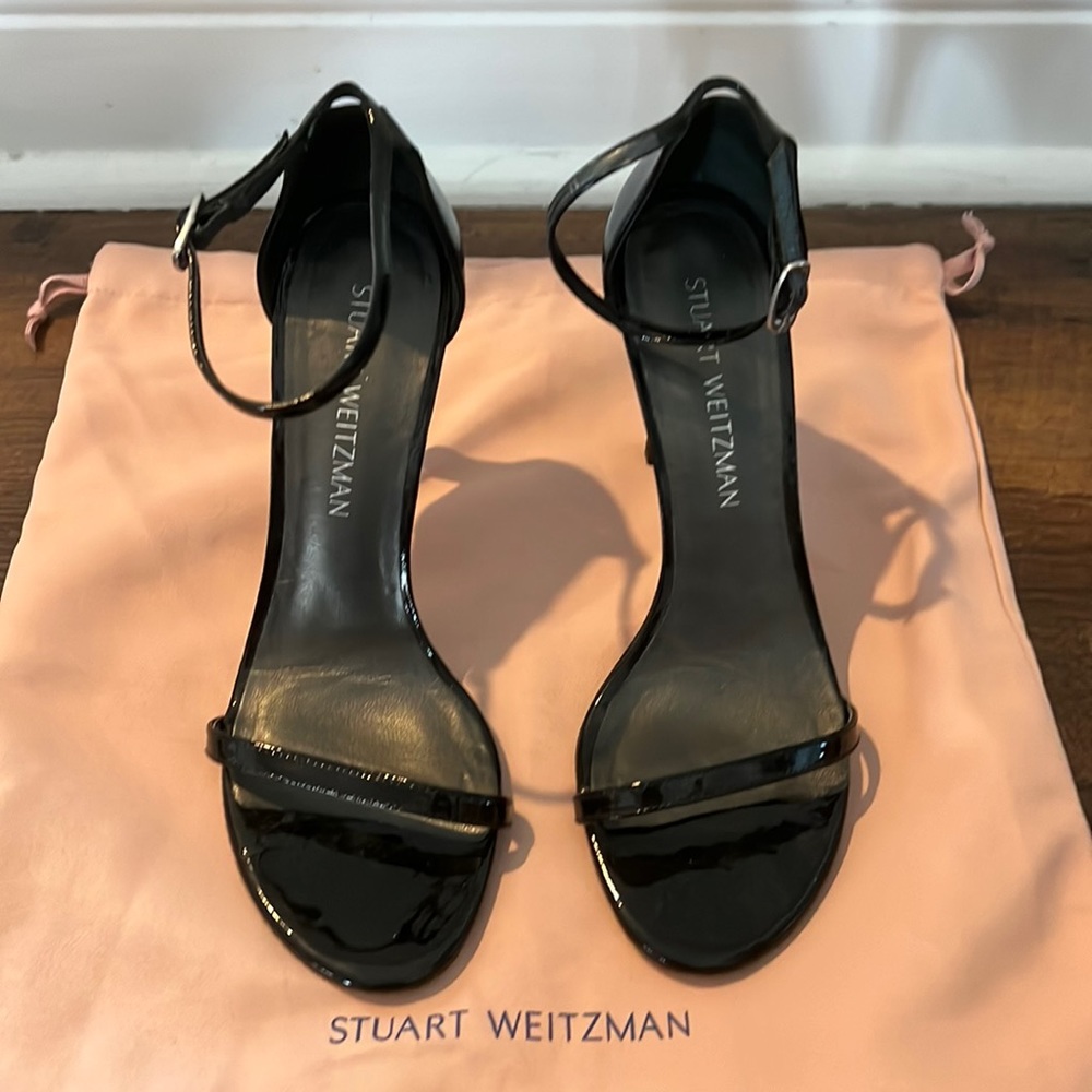 Stuart Weitzman Black Heels with Gold Buckle
